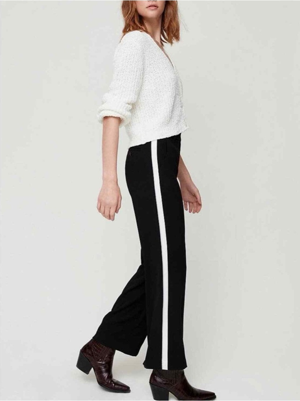 Aritzia Little Moon Clover Pants- Black and White Stripe Wide Leg Trousers